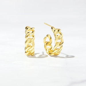 Gold Chain Hoop Earrings, Minimalist Hoop Earrings, Chain Earrings, Small Hoops, Chain Hoops, Gift for Her, Everyday Jewelry
