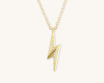 Lightning Bolt Necklace, Dainty Gold Necklace, Lightning Necklace, Bolt Necklace, Lightning Bolt Charm, Delicate Necklace, Gift for Her