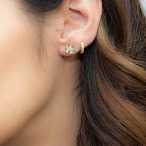 Small Flower Stud Earrings, Gold Stud Earrings, CZ Flower Earrings, Dainty Stud Earrings, Small Gold Earrings, Silver Flower Studs image 6