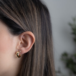 Chunky Hoop Earrings, Small Gold Hoop Earrings, Huggie Hoop Earrings, Sterling Silver Hoop Earrings, Thick Hoop Earrings, Small Hoops, Gift image 4