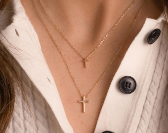 Cross Necklace, Dainty Cross Jewelry, Religious Jewelry, Minimalist Cross Necklace, Layering Necklace, Gift for Her