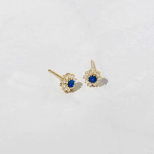Sapphire Studs, Sapphire Earrings, Stud Earrings, Birthstone Earrings, Baguette Earrings, Tiny Studs, September Birthstone, Gift for Her