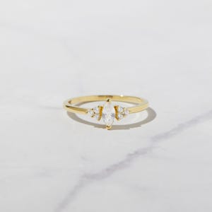 Marquise Ring, Diamond Ring, Minimalist Ring, Dainty Ring, Sterling Silver Ring, Gold Stacking Ring, Gift for her, Delicate Ring