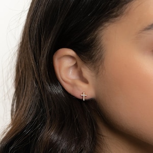 Cross Earrings, Stud Earrings, Minimalist Earrings Gold Cross Earrings Delicate Earring Small Stud Earrings Gold Stud Earrings Gift for Her