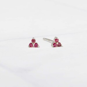 Tiny Ruby Stud Earrings, Ruby Studs, Stud Earrings, Dainty Stud Earrings, Small Stud Earrings, Tiny Stud Earrings, Minimalist Earrings image 4