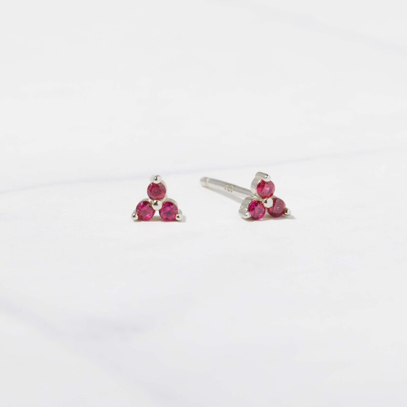 Tiny Ruby Stud Earrings, Ruby Studs, Stud Earrings, Dainty Stud Earrings, Small Stud Earrings, Tiny Stud Earrings, Minimalist Earrings image 4