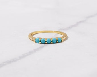 Dainty Turquoise Ring, Turquoise Stacking Ring, Delicate Turquoise Ring, Gold Turquoise Ring, Sterling Silver Turquoise Ring, Gift for Her