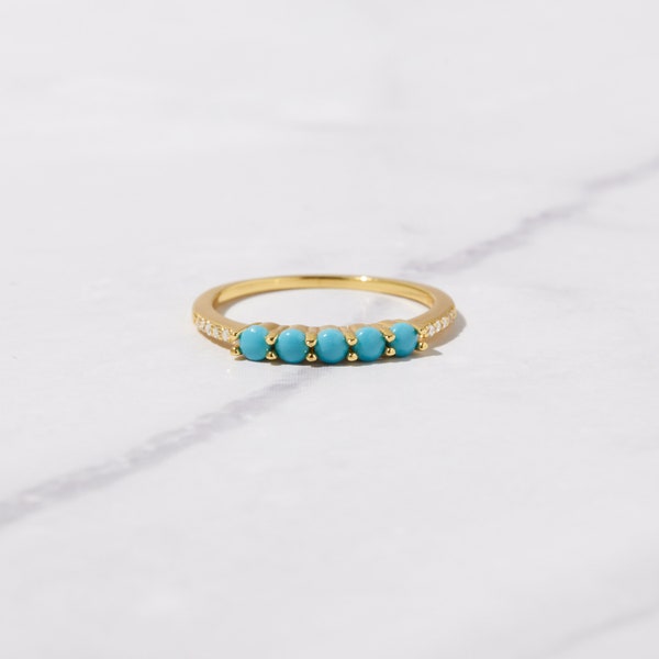Dainty Turquoise Ring, Turquoise Stacking Ring, Delicate Turquoise Ring, Gold Turquoise Ring, Sterling Silver Turquoise Ring, Gift for Her