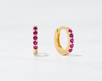 Gold Hoop Earrings Sapphire Hoop Earrings Minimal Ruby Hoops Dainty Emerald hoops Small Gold Hoop Earrings Huggies Earrings Bridesmaid Gift