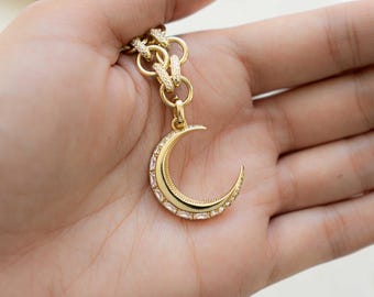 Beebeecraft 60 Ciondoli Luna Mezzaluna Placcati Oro 18K - 3 Stili Con Doppio Foro Per Gioielli Fai Da Te - 4