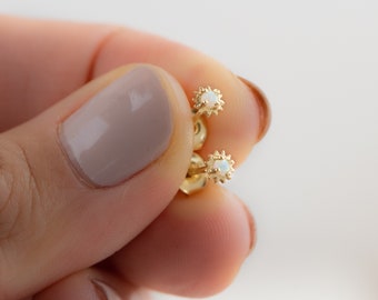 Opal Earrings, Tiny Opal Stud Earrings, Small Stud Earrings, Minimalist Earrings, Tiny Studs, Tiny Earrings, Dainty Earrings, Gift for Her