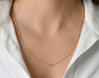Beaded Necklace by Sami Jewels, Chain Necklace, Layering Necklace, Dainty Necklace, Minimalist Necklace, Simple Necklace, Stacking Necklace
