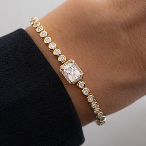 Tennis Bracelet, Gold Bracelet, Diamond Bracelet Wedding Jewelry Bridal Jewelry Dainty Bracelet Bridesmaid Gift Bridal Bracelet Gift For Her