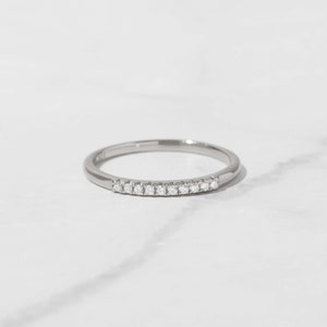 Simple CZ Band, Dainty Stacking Ring, Gold Minimalist Ring, CZ Ring ...