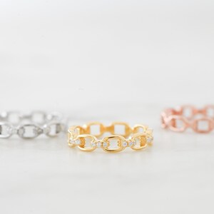 Dainty CZ Stacking Ring, Gold Minimalist Ring, CZ Ring, Simple Diamond ...