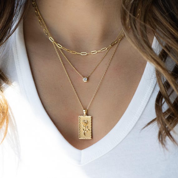 Small Paperclip Necklace, Chain Necklace, Paperclip Necklace, Chain Link Necklace, Gold Chain Necklace, Gold Link Chain, Minimalist Necklace