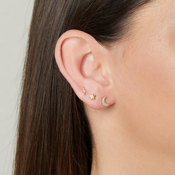 Buy Sterling Silver Crescent Moon Stud Earrings, Celestial Moon Earrings  Online in India - Etsy