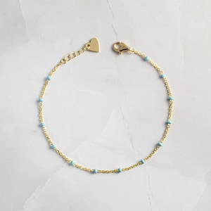 Turquoise Beaded Bracelet by Sami Jewels, Turquoise Bracelet, Dainty Bracelet, Minimalist Bracelet, Gift for Her, Gold Bracelet