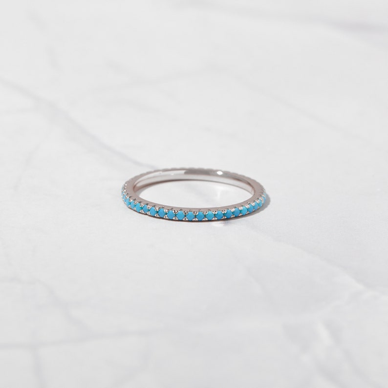 Turquoise Eternity Ring, Turquoise Ring, Dainty Ring, Turquoise Jewelry, Dainty Ring, Stacking Ring, Everyday Ring, Gift for Her image 7