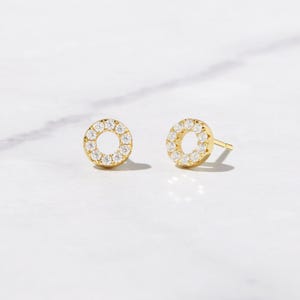 Small Circle Stud Earrings  Silver Circle Earrings  CZ Gold Stud Earrings  Minimalist stud earrings Dainty studs Simple Gold Stud Earrings