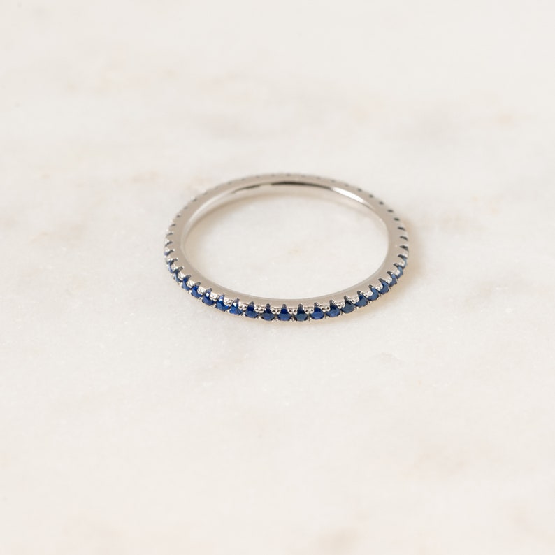 Dainty Sapphire Eternity Ring, Sapphire Ring, Sapphire Stacking Ring, September Birthstone, Minimalist Ring, Simple Ring, Gift for Her image 7