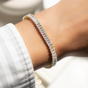 Tennis Bracelet, Gold Bracelet, Baguette Bracelet, Diamond Bracelet, Gift For Her, Wedding Jewelry, Statement Bracelet, Bridal Jewelry