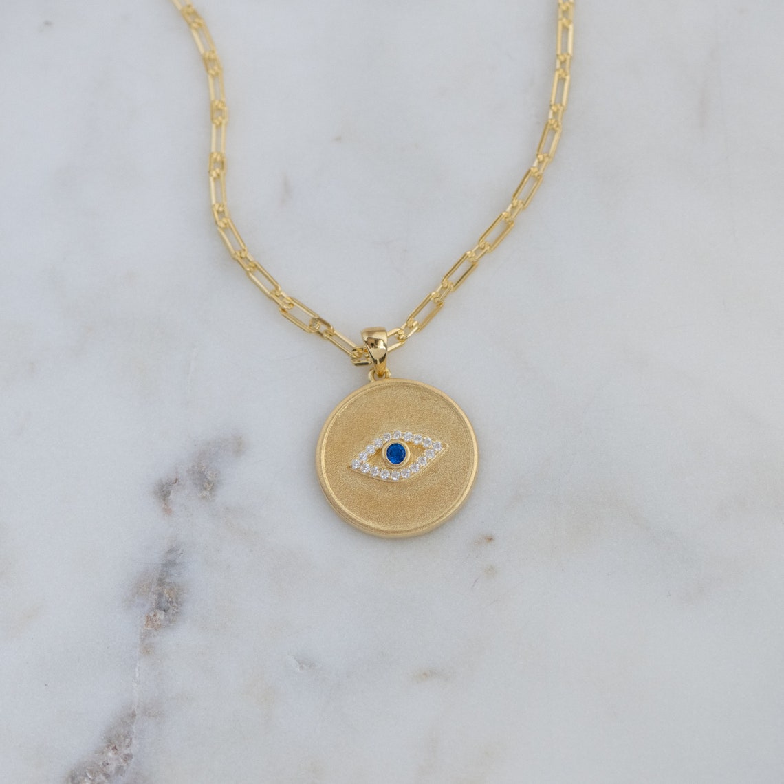 Evil Eye Medallion Necklace Evil Eye Necklace Medallion Etsy