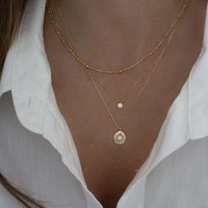 Medallion Necklace, Dainty Necklace, Gold Pendant Necklace, Coin Necklace, Gold Necklace, Layering Necklace, Gold Medallion, Gift for Her image 3
