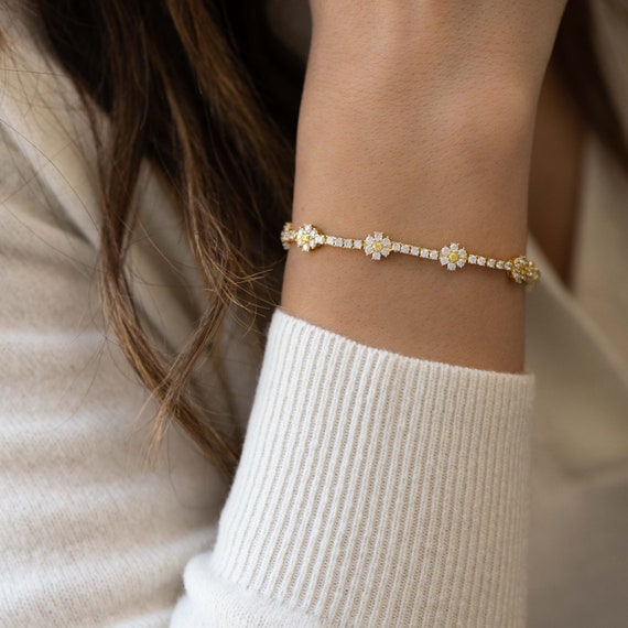 Daisy Tennis Bracelet Gold Tennis Bracelet Tennis Bracelet