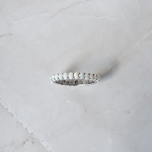 Opal Eternity Ring, Dainty Opal Ring, Gold Opal Ring, Silver Opal Ring, Minimalist Ring, Opal Stacking Ring, Gift for Her, White Opal Ring image 7