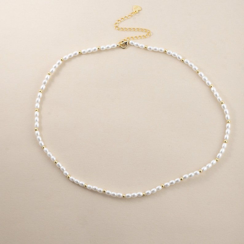 Pearl Beaded Necklace, Beaded Necklace, Pearl Necklace Gift for Her Pearl Jewelry Pearl Necklace Dainty Pearl Necklace Pearl Choker Necklace image 2