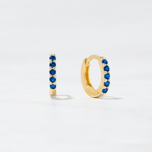 Sapphire Earrings, Blue Earrings, Hoop Earrings, Dainty Earrings, Tiny Hoop Earrings, Minimalist Earrings, Gold Earrings, Small Hoops
