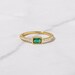 Dainty Simple Emerald Stacking Ring, Baguette Ring, Gold Minimalist Ring, Simple Diamond Ring, Sterling Silver Ring, Thin Ring Delicate Ring