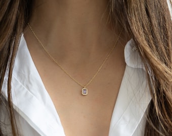 Birthstone Necklace Baguette Necklace Mommy and Me Jewelry Dainty Necklace Minimalist Necklace Gift for Her  Gold Necklace Gemstone Necklace
