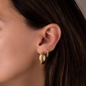 Gold Hoop Earrings Medium Chunky Thick Hoops, Stylish Gold Earrings Gift for Her, Everyday Hoops Jewelry, Gift For Her