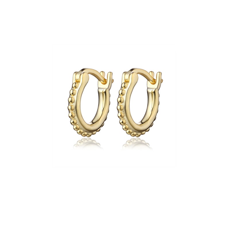 Beaded Hoop Earrings Ball Hoop Earrings Small Gold Hoop Etsy