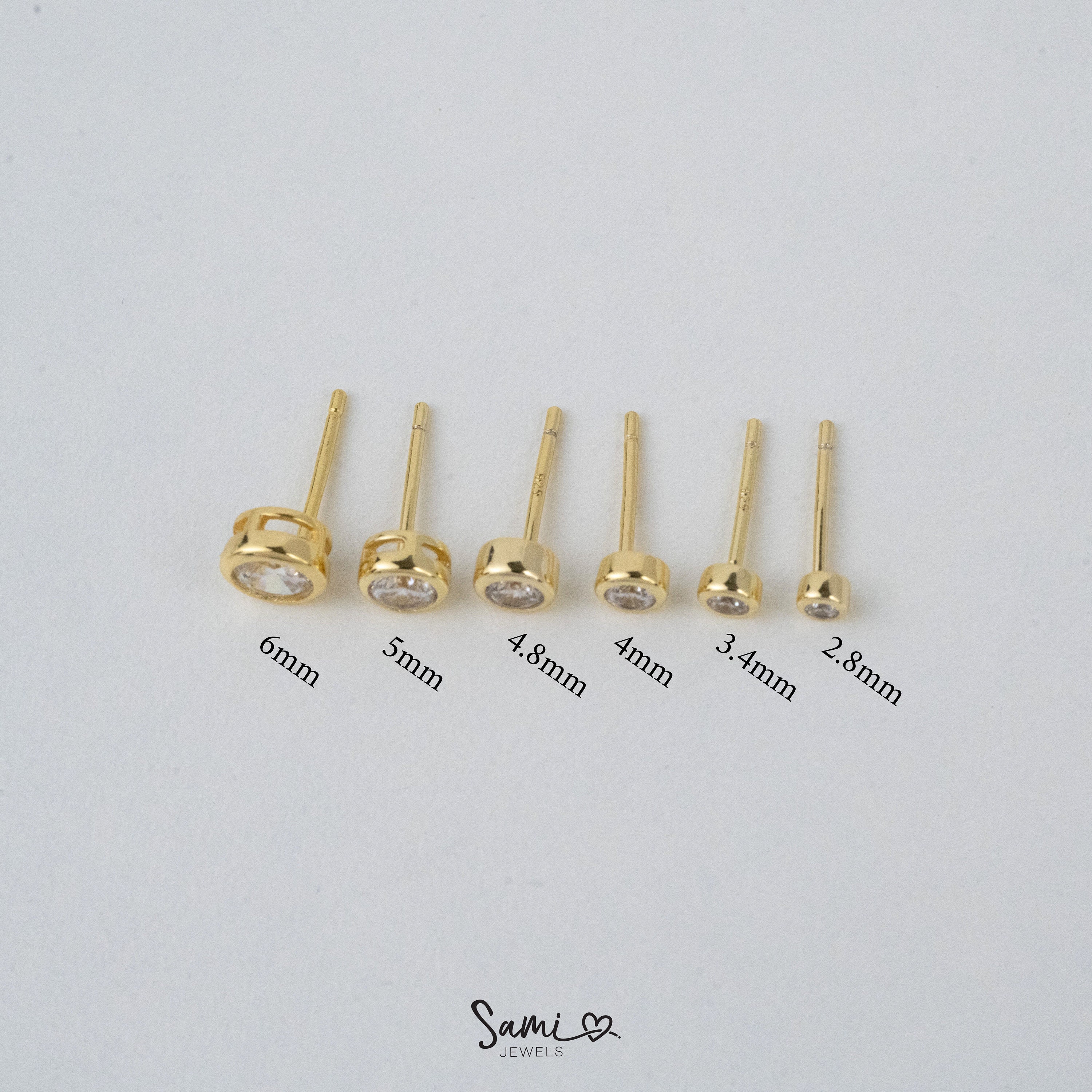 Bezel Earring Studs, Hypoallergenic Earring Studs, Tiny Stud