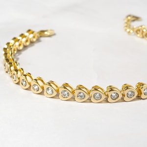Heart Shaped Tennis Bracelet, Gold Tennis Bracelet, Silver Bracelet, Diamond Bracelet, Dainty Bracelet, Gift for Her, CZ Tennis Bracelet,