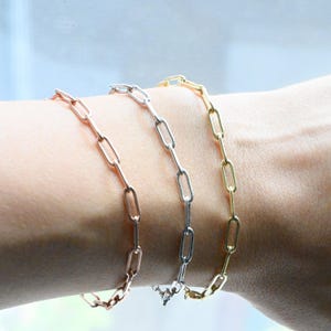 Paperclip Bracelet, Paperclip Chain, Chain Link Bracelet, Layering Bracelet, Gold Link Bracelet, Gold Chain Bracelet, Gift for Her