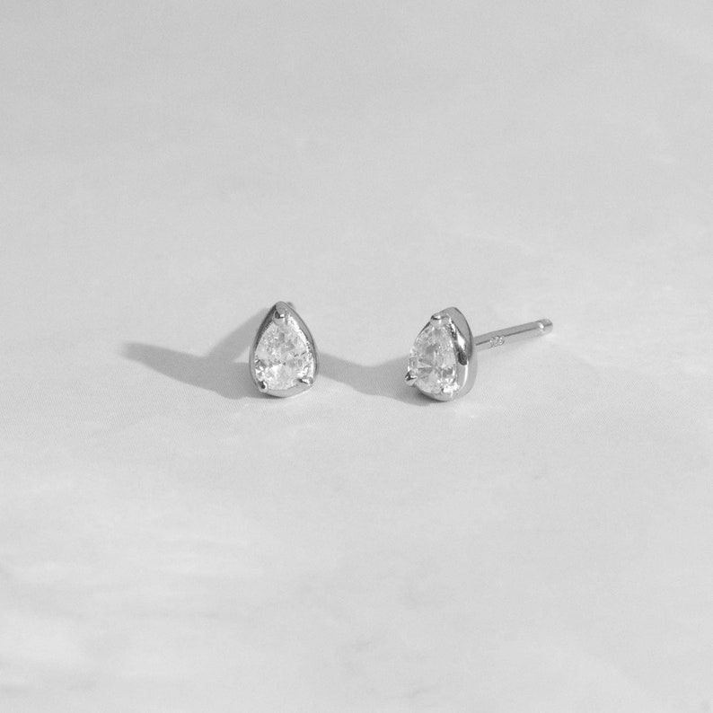 Pear Stud Earrings, Tear Drop Studs, Tiny Stud Earrings, Minimalist Earrings, Stud Earrings Dainty Earrings Gold Stud Earrings Tiny Earrings image 4