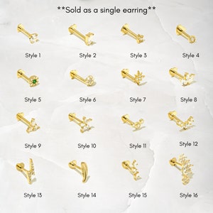 Einzelner flache Rückseite Ohrring flache Rückseite Ohrstecker kleine Ohrstecker Knorpel Ohrstecker Tragus Ohrstecker, Daith Ohrstecker Helix Ohrring Conch Ohrring