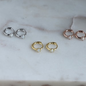 Opal Huggie Earrings, Small Gold Hoop Earrings, Opal Hoops, Gold Hoop Earrings, Gold Huggie Earrings, Silver Opal Hoop Earring, Opal Earring image 9