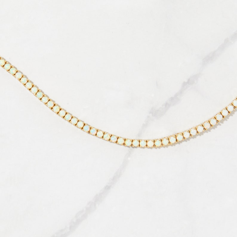 Opal Tennis Bracelet, White Opal Bracelet, October Birthstone, Dainty Opal Bracelet, Opal Bracelet Bridal Bracelet, Gift for Her image 4