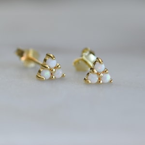 Opal Gold Studs, Opal Stud Earrings, White Opal Studs, Silver Studs, Opal Earrings, Tiny Gold Studs, Gold Stud Earrings, October Birthstone
