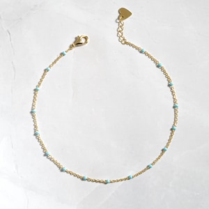 Turquoise Anklet, Turquoise Ankle Bracelet, Dainty Anklet, Turquoise Jewelry, Gift for Her, Minimalist Anklet, Gold Tennis Anklet