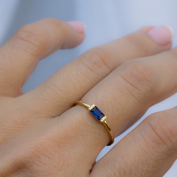 BAGUETTE STERLING SILVER RING GOLD BAGUETTE STERLING SILVER RING GOLD