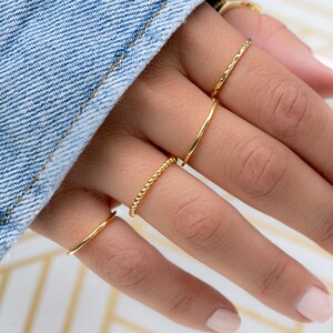 Dainty Ring, Beaded Ring, Stacking Rings, Gold Minimalist Ring ...