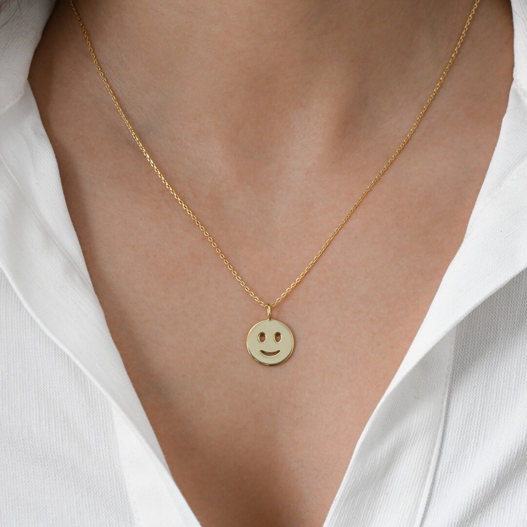 Smiley Face Necklace, Happy Face Necklace, Smiley Face Jewelry, Emoji