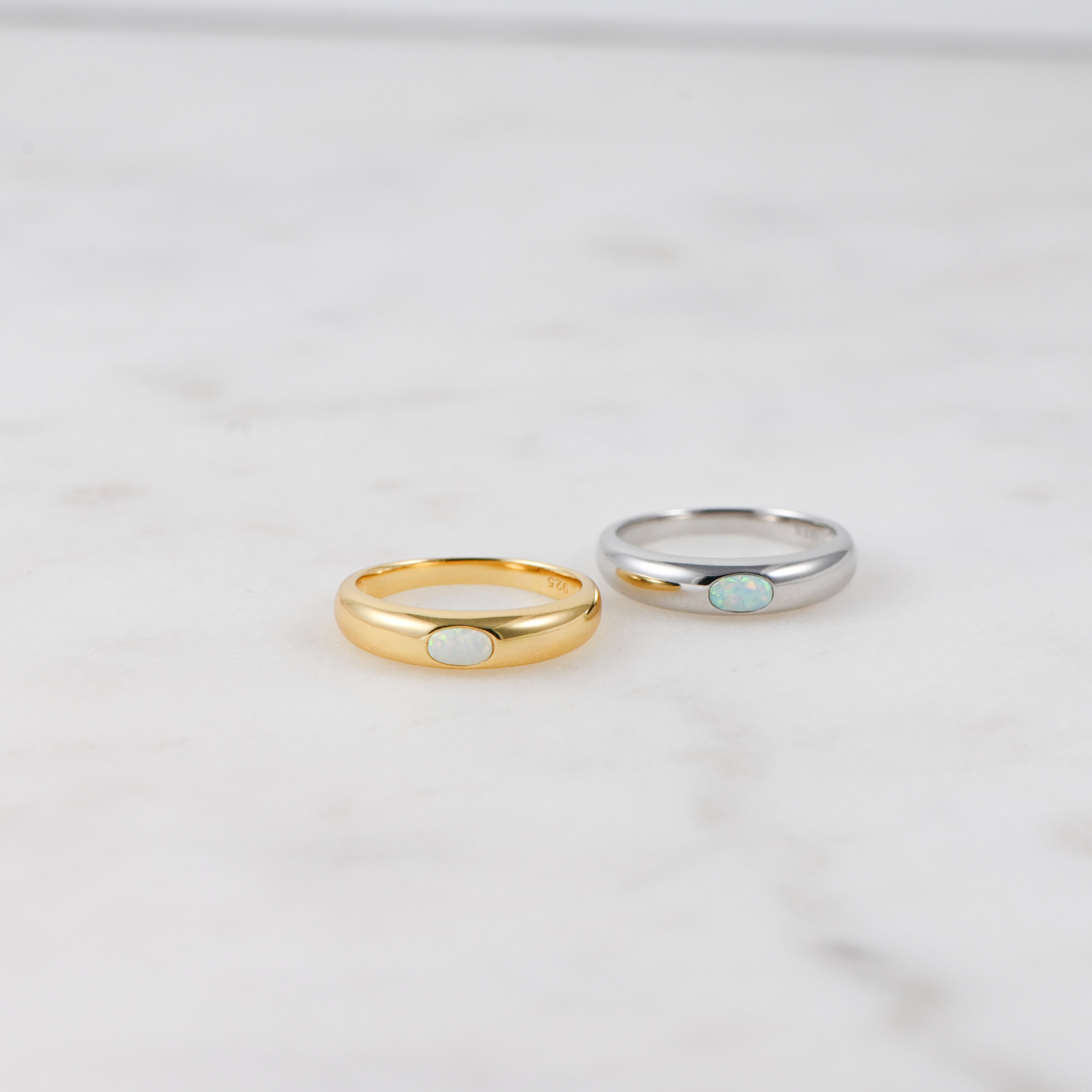 Dome Ring Dainty Opal Ring Opal Stacking Ring Statement - Etsy