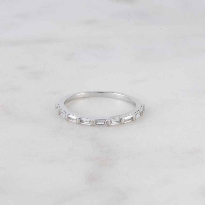 Dainty Baguette Stacking Ring, Gold Minimalist Ring, CZ Ring, Simple Diamond Ring, Silver Ring, Thin Ring, Gift for Her, Delicate Ring image 8